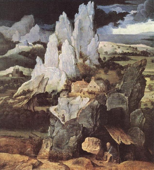 PATENIER, Joachim St Jerome in Rocky Landscape af Norge oil painting art